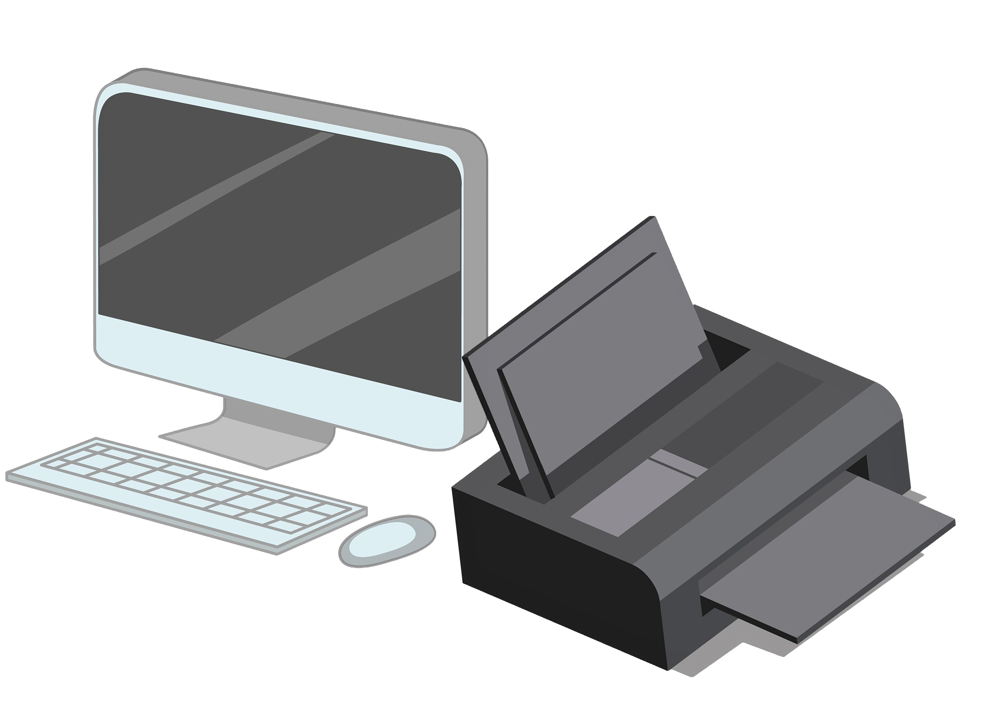 ordinateur pc et imprimante